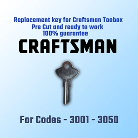 3001-3050. Replacement key for Craftsman Tool box Lock. Pre cut to your code.