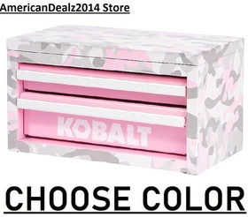 Kobalt Mini 2 Drawer Steel Tool Box Pink Blue White Green Black Red Gray New