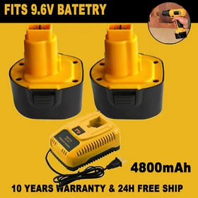 Battery DW9062 or DC9310 Charger 9.6 Volt DW9061 Ni-MH 4.8Ah for Dewalt DW952 US