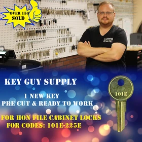 101E-225E key. 1 Key for HON File cabinet locks. cut by locksmith code 101E-225E