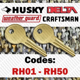 2 Toolbox Keys Cut to Code RH01 - RH50 for Craftsman Husky Delta Weather Guard