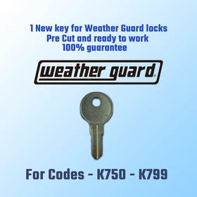 K750-K799. New key for Weather Guard Exreme Protection lock, cut to your code.