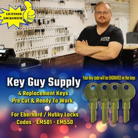 EM501-EM550. 4 New Keys For Eberhard / Husky Locks. Pre Cut To Your Code.