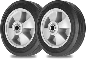 AR-PRO (2-Pack) 8" X 2" Flat Free Solid Rubber Tire and Wheel, 3/4" & 5/8" & 1/2