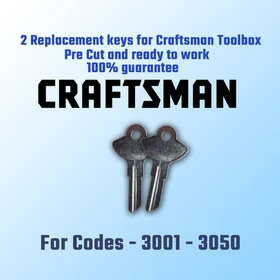 3001-3050. Pair of keys for Craftsman Tool box locks, Pre cut to your code.
