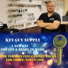 T001-T1000. Replacement key for Teknion file cabinet locks. Pre Cut to your code