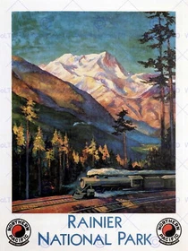 85557 RAINIER NATIONAL PARK NORTHERN TRAIN RAIL Decor Wall Print Poster