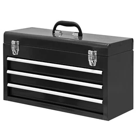 Torin 20" Portable 3 Drawer Steel Tool Box with Metal Latch Closure