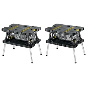 Keter Portable Folding Table Tool Storage Stand Workbench Sawhorse w/ 12" Clamps