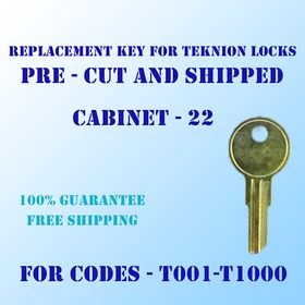 T001-T1000. New key for Teknion file cabinet. Cut to your code ready to work