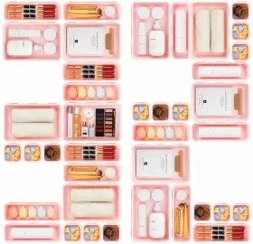 621219166259 A-LUGEI Pink Desk Drawer Organizer Tray Divider