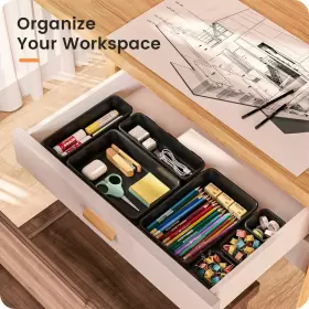 689983633162 A-LUGEI Desk Drawer Organizer Tray Divider Set #2