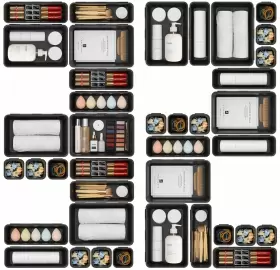 689983633162 A-LUGEI Desk Drawer Organizer Tray Divider Set