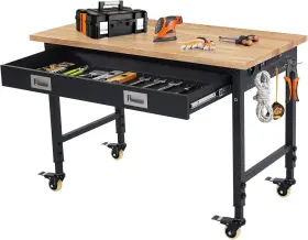 199108778062 ACEKOOL Workbench Worktable Rubber Wood Top