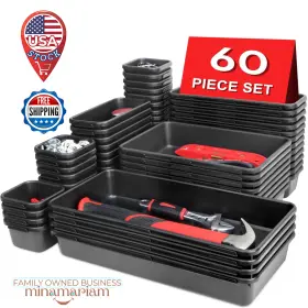 60PCS APZYI Tool Box Organizer Set Drawer Tray Storage