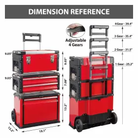810104643337 BIG RED Stackable Tool Box Organizer Wheels Roll #2