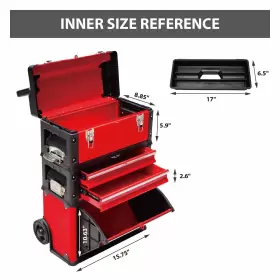 810104643337 BIG RED Stackable Tool Box Organizer Wheels Roll #3