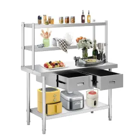 644191145739 BIOSP Steel Table Overshelves Drawers Wo