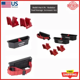 HSKBOA6PC1CB HUSKY Modular Tool Storage Set Bins Hooks Strap