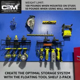 680660125468 C2M Floating Tool Shelf Organizer Wall Garage #2