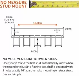 C2M5032P C2M Floating Tool Shelf Organizer Wall Garage Rac #2