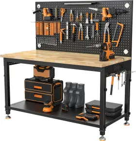 WORKBENCH-W2000 CAMMOO Bench Storage Shelf Pegboard Led Light