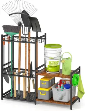 313094586597 DAOUTIME Garage Tool Organizer Wooden Shelves