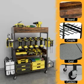715748718703 DUNATOU Power Tool Organizer Tier Rolling Garage #3