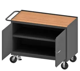 3412-TH-FL-95 DURHAM Shelf Tempered Board Top Mobile Cabinet