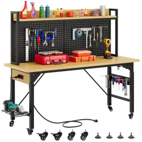 MADWV78DDK DWVO Workbench Pegboard Wood Top Bench Wi