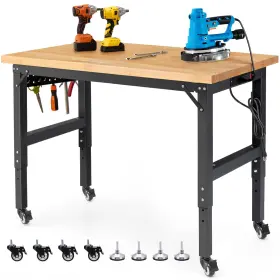 WB0103 ENJOYWOOD Workbench Wheels Pegboard Power Outlets
