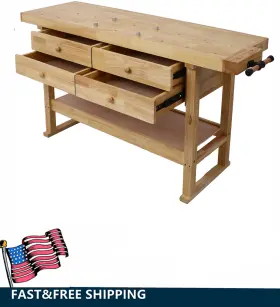 699925701958 ETSG Wood Workbench Drawer Garage Workshop Tool