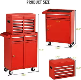 445015385378 FLYING Tool Chest Wheels Rolling Box Drawers #2