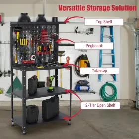 629831820740 GARVEE Workbench Pegboard Tool Organizer Table