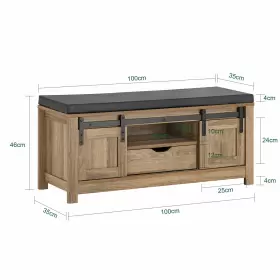 MC-FSR118-BR HAOTIAN Barn Door Slide Drawer Storage Bench #2