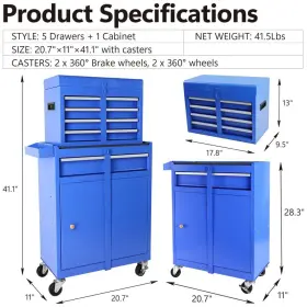 780374850851 HOMJOONES Tool Chest Rolling Storage Cabinet Top #2