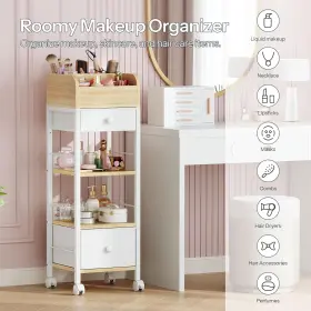 WN20TC04 HOOBRO Makeup Organizer Fabric Drawers Mobile Swivel