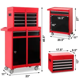 717186316640 HPDMC Rolling Tool Chest High Shelf Lockable #2