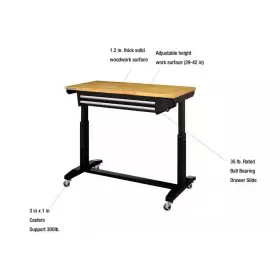 445006018025 HUSKY Bench Table Solid Wood Top Furniture #2