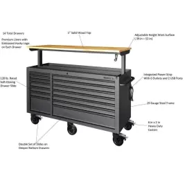HOLC6214BB1MYS HUSKY Mobile Workbench Wood Top #2