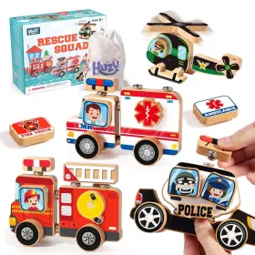 CST-EV1 HUZU Emergency Puzzle Toy Rescue Squad Wooden Snap