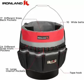 713651994962 IRONLAND Tool Organizer Gallon Pockets Caddy #3