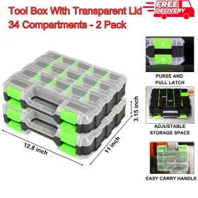 ASG322-2-G JACK BOSS Pack Tool Box Transparent Lid Screws