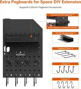 696398232972 JUNNUJ Pegboard Power Tool Organizer Charging #3