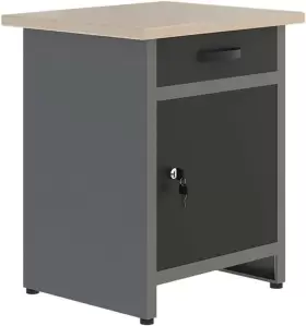 689792014336 JZD Steel Workbench Storage Cabinet Wood Table