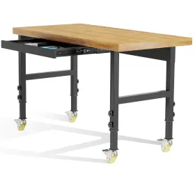 TH060710-48A MAEMTTES Solid Wood Bench Table Wheels Heigh