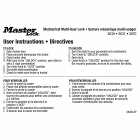 3633LEF MASTER LOCK Instruction Magnet