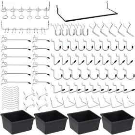 605660966453 MENEONE Pegboard Hooks Peg Board Bins Locks