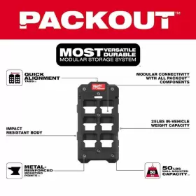 744759808400 MILWAUKEE Battery Rack Packout Wall Plate Tool #3