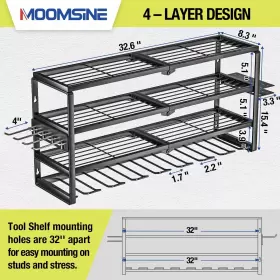 PTO4 MOOMSINE Power Tool Organizer Wall Mount Battery Holder #2